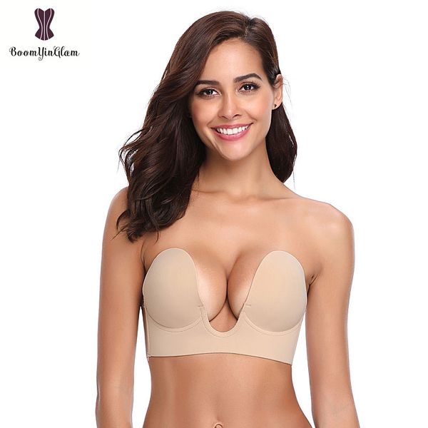 super push up bra deep u silicone gel self sticky invisible one piece women summer underwear strapless backless bralette, Red;black
super push up bra deep u silicone gel self sticky invisible one piece women summer underwear strapless backless bralette, Red;black