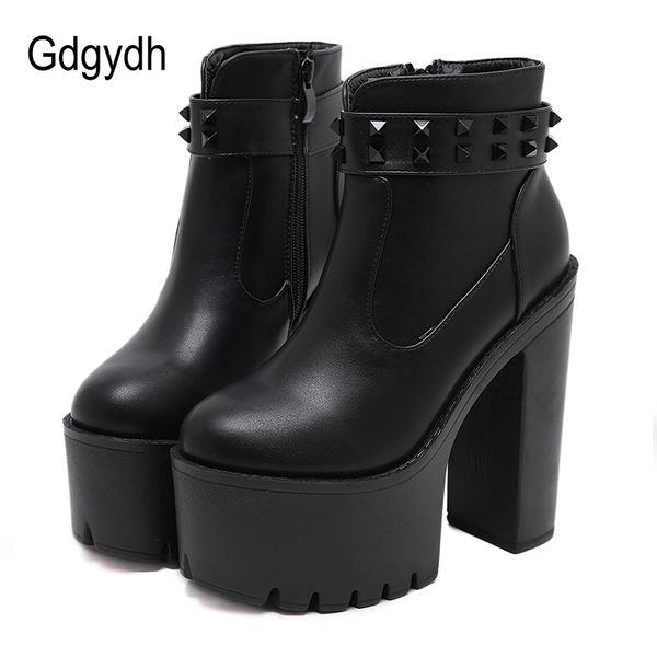 gdgydh 2020 women ankle with rivets round toe thick high heeled short platform female boots plus sizes t200425, Black
gdgydh 2020 women ankle with rivets round toe thick high heeled short platform female boots plus sizes t200425, Black