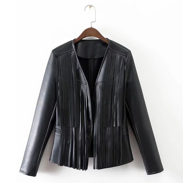 2019 spring autumn new fashion faux leather jackets women black tassel v neck coat girl slim pu casual famale biker jacket
2019 spring autumn new fashion faux leather jackets women black tassel v neck coat girl slim pu casual famale biker jacket