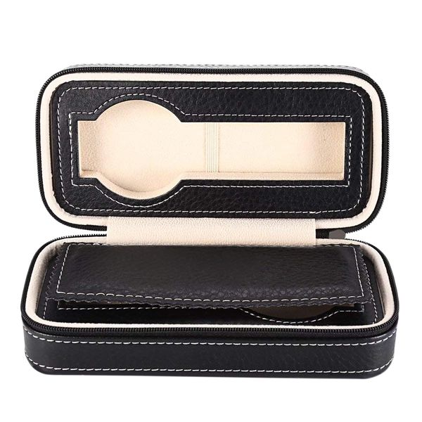 2 grids pu leather travel watch storage case zipper wristwatch box organizer, Black;blue
2 grids pu leather travel watch storage case zipper wristwatch box organizer, Black;blue