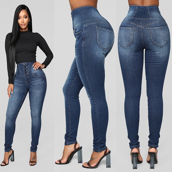 5xl women autumn elastic button plus loose hole denim casual small feet cropped jeans, Blue
5xl women autumn elastic button plus loose hole denim casual small feet cropped jeans, Blue