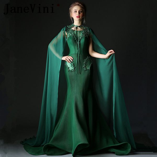 janevini saudi arabia womens evening gown dresses with long cape jacket dark green pearl tulle arabic party mermaid formal dress, White;black
janevini saudi arabia womens evening gown dresses with long cape jacket dark green pearl tulle arabic party mermaid formal dress, White;black