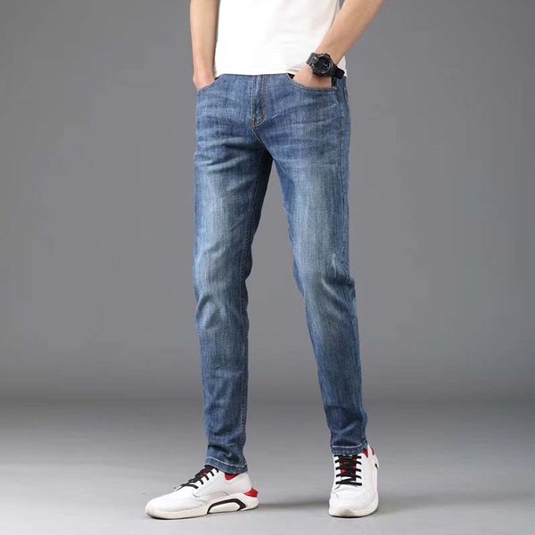 summer thin section jeans male loose straight tide brand hole leisure large size plus fertilizer increase men's pants men's tide, Blue