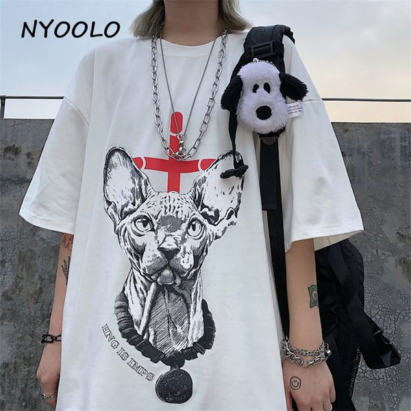 nyoolo harajuku vintage cross cat head print с коротким рукавом o-образным вырезом футболка летняя уличная свободная футболка женщины мужчин, White
nyoolo harajuku vintage cross cat head print с коротким рукавом o-образным вырезом футболка летняя уличная свободная футболка женщины мужчин, White