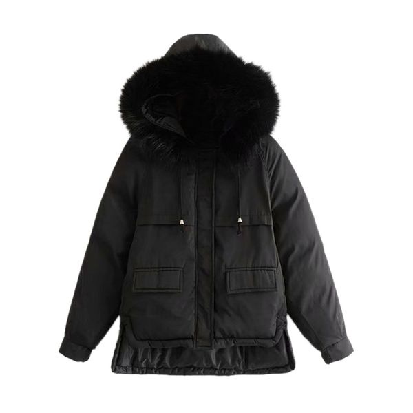 2018 winter women's new solid color warm thick cotton jacket wild long-sleeved hooded cotton coat, Black
2018 winter women's new solid color warm thick cotton jacket wild long-sleeved hooded cotton coat, Black