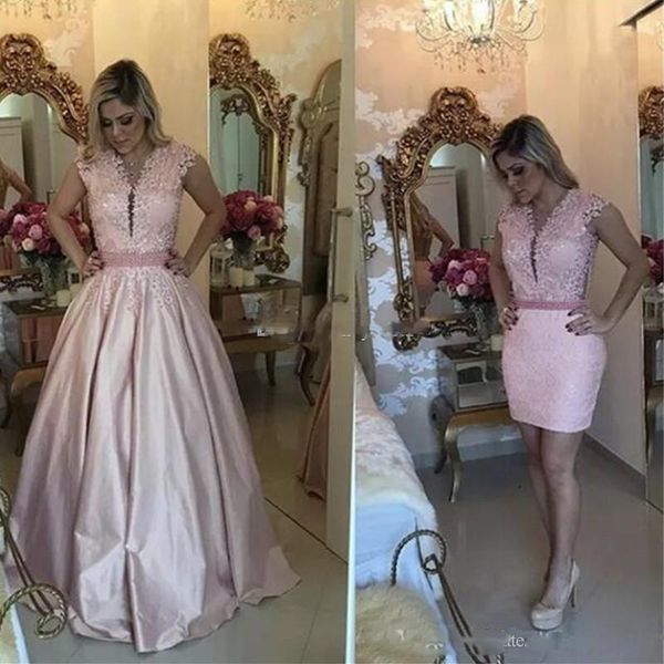 v-neck lace capped sleeves prom dresses detachable train pearls back illusion evening dresses for party pink sheath pageant gowns, Black
v-neck lace capped sleeves prom dresses detachable train pearls back illusion evening dresses for party pink sheath pageant gowns, Black