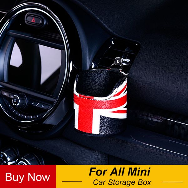 

1pc union jack leather car auto air outlet pouch box bag organizer cell phone pocket storage holder for mini cooper countryman