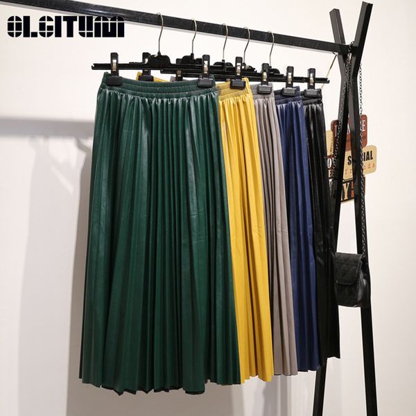 new pu leather pleated skirt women half-length retro high-waisted slim organ leather skirt faldas largas elegantes mujer sk337, Black
new pu leather pleated skirt women half-length retro high-waisted slim organ leather skirt faldas largas elegantes mujer sk337, Black