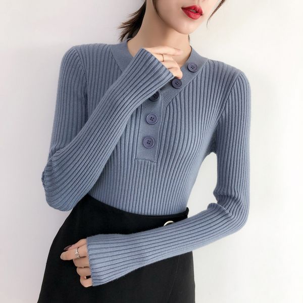 h han queen korean slim autumn winter 2019 women sweaters fashion button long sleeve pullovers knitted sweater female jumper top, White;black
h han queen korean slim autumn winter 2019 women sweaters fashion button long sleeve pullovers knitted sweater female jumper top, White;black