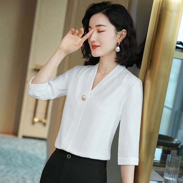 women's blouses & shirts fashion women spring autumn vintage casual half sleeve v-neck elegant lady office bluses df3307, White
women's blouses & shirts fashion women spring autumn vintage casual half sleeve v-neck elegant lady office bluses df3307, White
