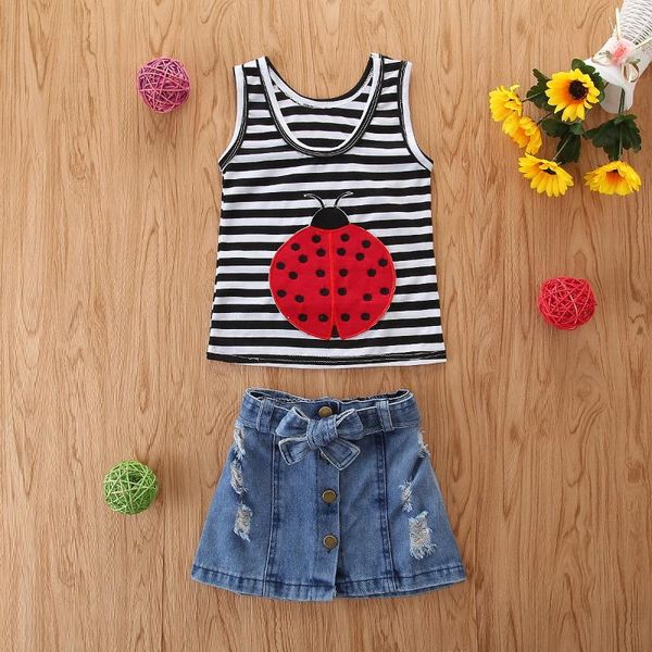 summer toddler girl set children suit beetle girl vest + denim shorts 2pcs fashion girls clothing set, White
summer toddler girl set children suit beetle girl vest + denim shorts 2pcs fashion girls clothing set, White