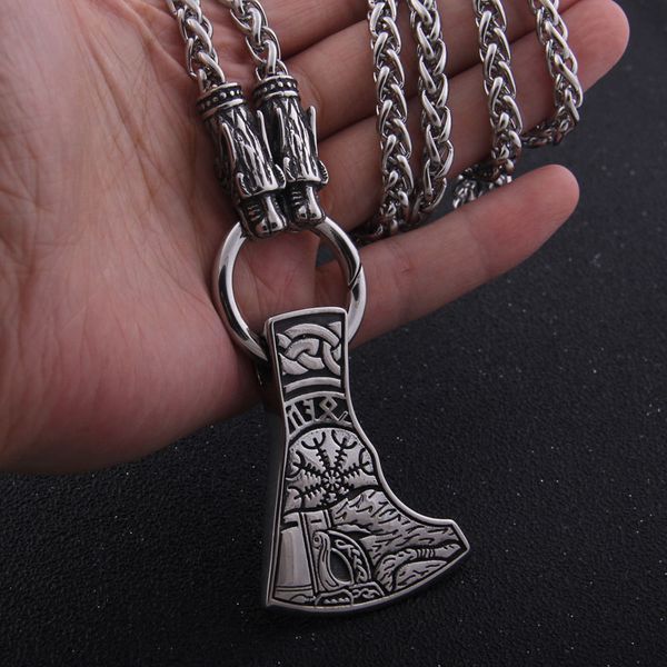 316l stainless steel vikings wolf keel chain necklace with nordic rune axe pendant necklace as men gift, Silver
316l stainless steel vikings wolf keel chain necklace with nordic rune axe pendant necklace as men gift, Silver