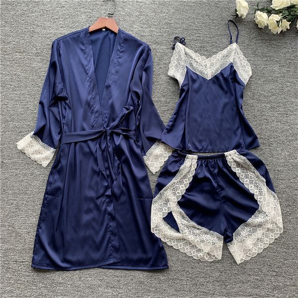womens 3pcs nightgown sets long sleeve contrast color womens sleepwear sets camisole shorts robe sets, Black;red
womens 3pcs nightgown sets long sleeve contrast color womens sleepwear sets camisole shorts robe sets, Black;red