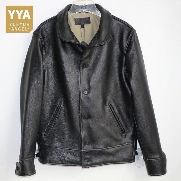 men's leather & faux cow jackets men vintage real cowhide genuine coats long sleeve single breasted overcoats fashion, Black
men's leather & faux cow jackets men vintage real cowhide genuine coats long sleeve single breasted overcoats fashion, Black