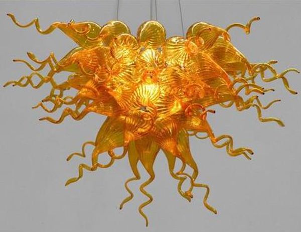 

Lamps Vintage Chandeliers Hanging Lamp Modern Style Murano Hand Blown Amber Glass LED Chain Chandelier
