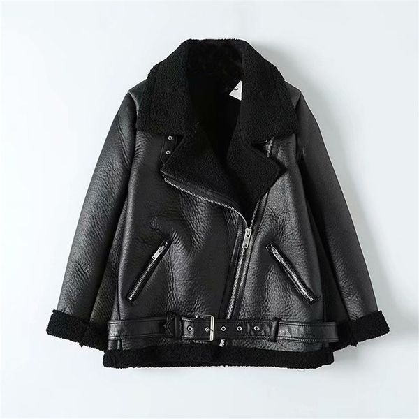 winter warm pu faux leather jacket women thick zipper pockets streetwear coat ladies long sleeve turn-down collar outwear jacket, Black
winter warm pu faux leather jacket women thick zipper pockets streetwear coat ladies long sleeve turn-down collar outwear jacket, Black