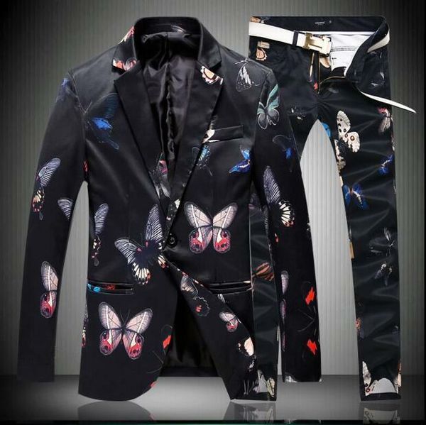 2pcs mens butter printed one button blazers coat jacket pants suits set slim fit formal black white, White;black
2pcs mens butter printed one button blazers coat jacket pants suits set slim fit formal black white, White;black