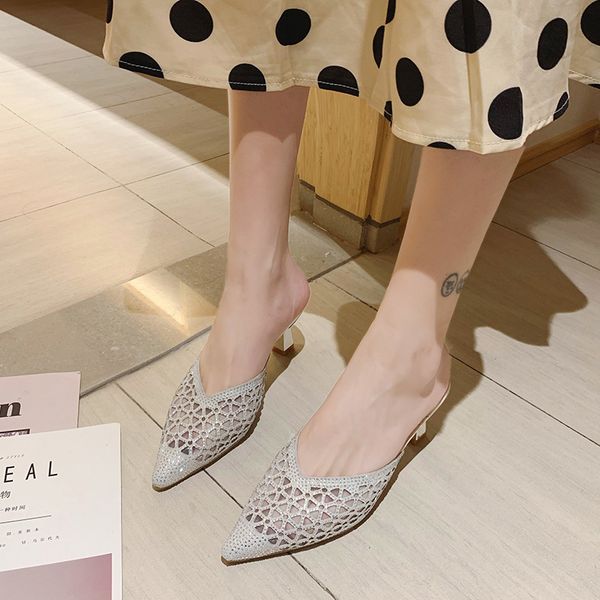 lace high heel mules shoes women pointed toe crystal slippers summer breathable closed toe slippers women metal heel sandals, Black
lace high heel mules shoes women pointed toe crystal slippers summer breathable closed toe slippers women metal heel sandals, Black