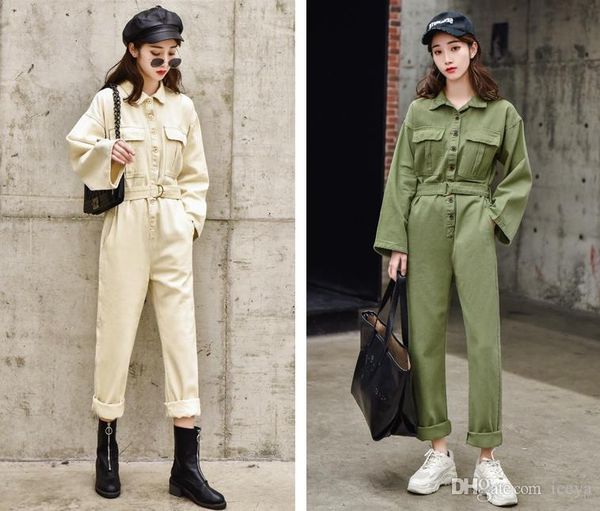 2020 new denim jumpsuit port wind loose long sleeve high waist beige loose tooling jumpsuit female, Blue
2020 new denim jumpsuit port wind loose long sleeve high waist beige loose tooling jumpsuit female, Blue