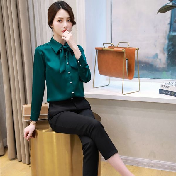 ladies work blouses for women business suits with pant and shirts sets female long sleeve, White
ladies work blouses for women business suits with pant and shirts sets female long sleeve, White