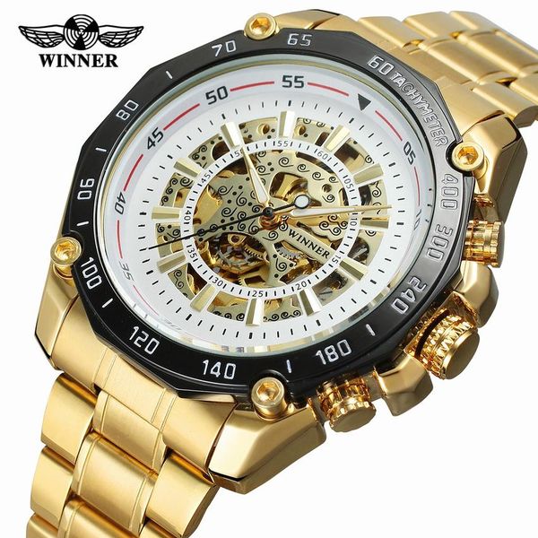 new auto mechanical watch men gold stainless steel strap skeleton dial fashion cool design wrist watches relogio masculino, Slivery;brown
new auto mechanical watch men gold stainless steel strap skeleton dial fashion cool design wrist watches relogio masculino, Slivery;brown