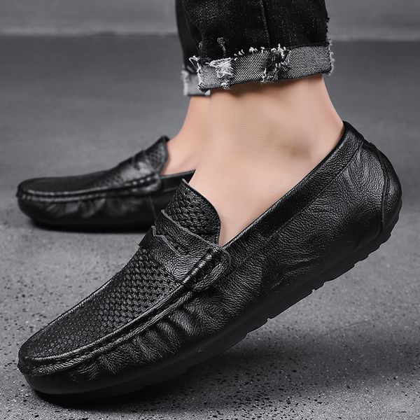 men shoes genuine leather loafers casual flats shoes for men slip on summer hollow out mocassim masculino couro, Black
men shoes genuine leather loafers casual flats shoes for men slip on summer hollow out mocassim masculino couro, Black