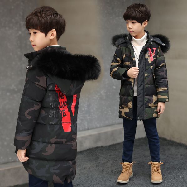 2019 winter childrenswear korean-style new style boy's mid-length camouflage cotton-padded coat children large fur collar cotton, Blue;gray
2019 winter childrenswear korean-style new style boy's mid-length camouflage cotton-padded coat children large fur collar cotton, Blue;gray