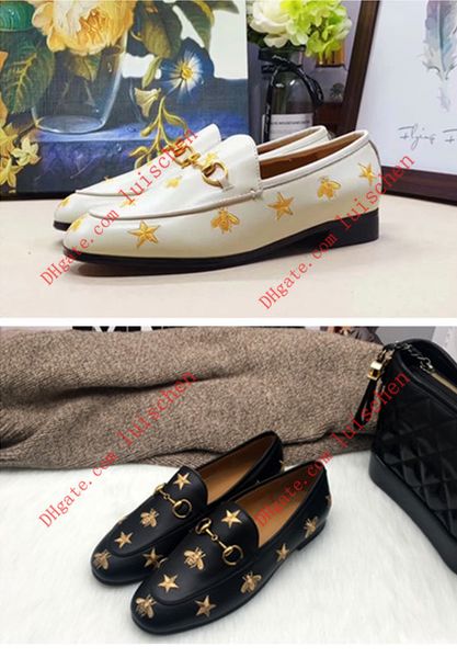 designer mens womens embroidered leather horsebit loafers mules black white with star bee flats causal shoes luxury style big size eur34-45
designer mens womens embroidered leather horsebit loafers mules black white with star bee flats causal shoes luxury style big size eur34-45