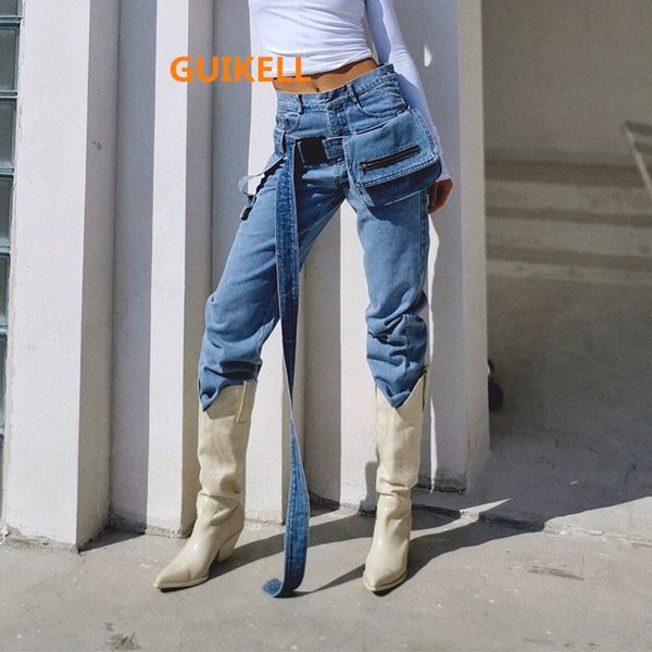 guikell spring street style straight pants high waist personality grinding white fur-lined jeans with fanny pack, Blue
guikell spring street style straight pants high waist personality grinding white fur-lined jeans with fanny pack, Blue