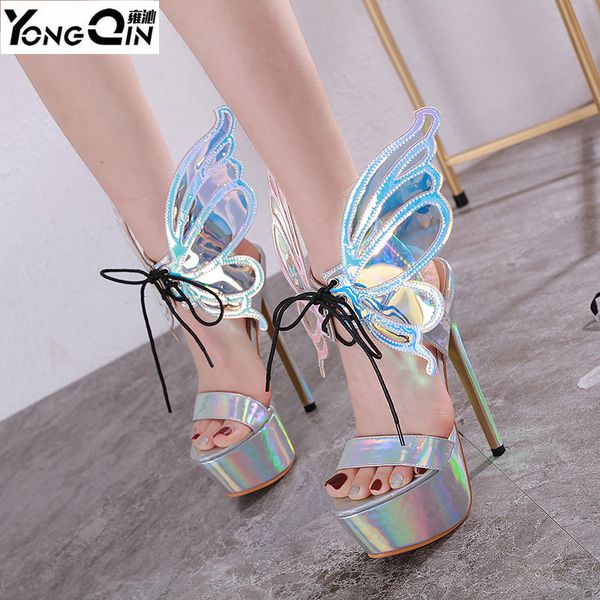 new butterfly super high heels 16cm platform women sandals 34-40, Black
new butterfly super high heels 16cm platform women sandals 34-40, Black