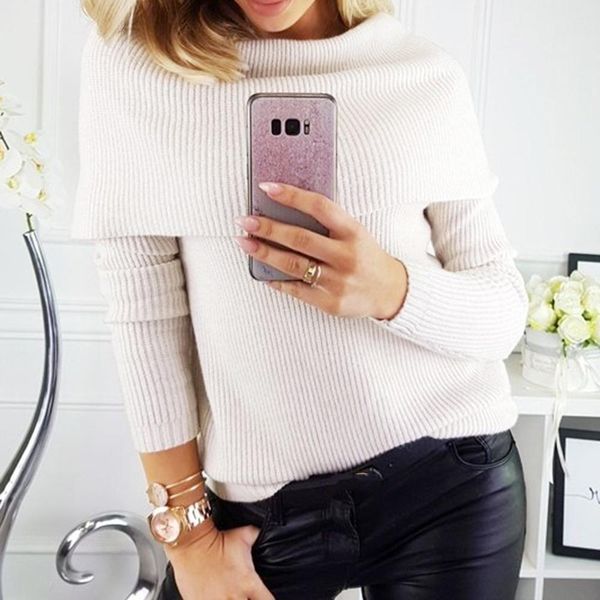 women sweater white long sleeve winter autumn knit sweaters pullover jumper fashion 2018 women's high collar sweater b4, White;black
women sweater white long sleeve winter autumn knit sweaters pullover jumper fashion 2018 women's high collar sweater b4, White;black