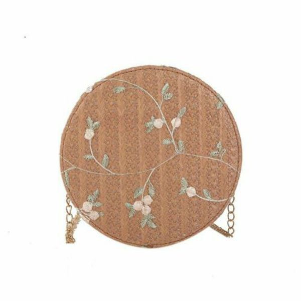 new women's round straw bag fashion hand-woven rattan bag embroidery print shoulder
new women's round straw bag fashion hand-woven rattan bag embroidery print shoulder