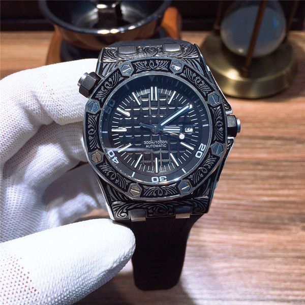 limited carved case luxury mens designer watches 42mm black rubber strap automatic mechanical movement wristwatches reloj de lujo
limited carved case luxury mens designer watches 42mm black rubber strap automatic mechanical movement wristwatches reloj de lujo