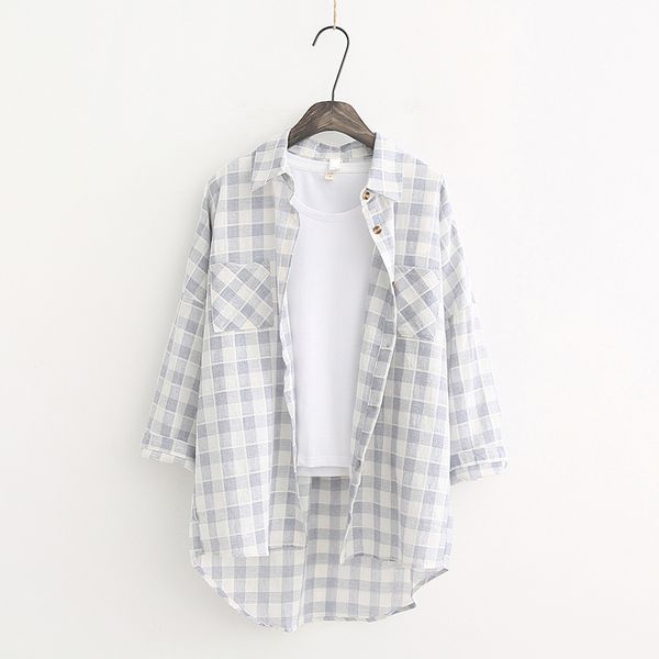 100% cotton plaid women shirts 2020 summer new v-neck pocket long-sleeved loose casual all match female shirts outwear, White
100% cotton plaid women shirts 2020 summer new v-neck pocket long-sleeved loose casual all match female shirts outwear, White