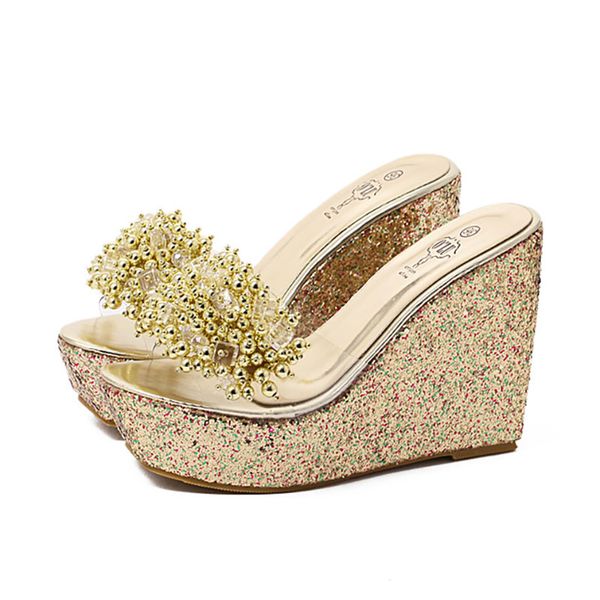 summer high heels slippers women string bead transparent platform shoes fashion wedges sildes for women, Black
summer high heels slippers women string bead transparent platform shoes fashion wedges sildes for women, Black