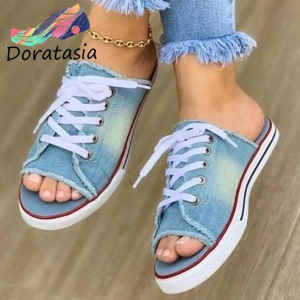 doratasia cool lace-up denim shoes summer slip-on flat casual slippers women summer casual low heel slides, Black
doratasia cool lace-up denim shoes summer slip-on flat casual slippers women summer casual low heel slides, Black