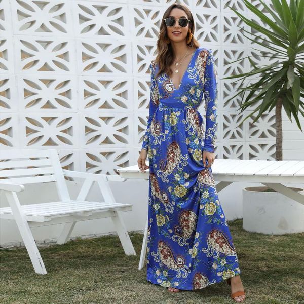 floral printed boho dress women deep v-neck full sleeve draped summer dress ladies casual maxi vestidos de verano, Black;gray
floral printed boho dress women deep v-neck full sleeve draped summer dress ladies casual maxi vestidos de verano, Black;gray