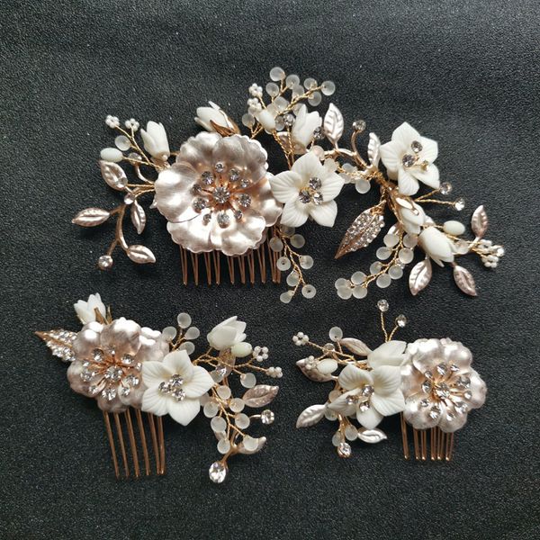 slbridal handmade golden crystal rhinestones pearls ceramic flower wedding hair comb set bridal hair accessories women jewelry, Golden;white
slbridal handmade golden crystal rhinestones pearls ceramic flower wedding hair comb set bridal hair accessories women jewelry, Golden;white