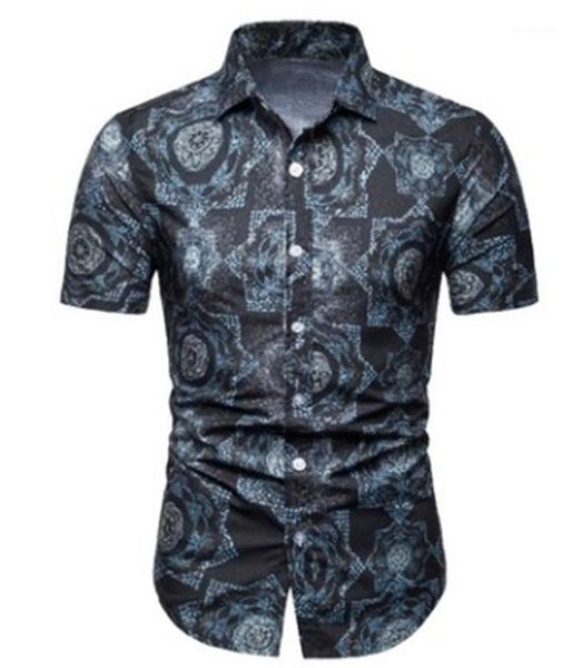 short sleeve slim mens single breasted mens floral print shirts turn down collar casual tees, White;black
short sleeve slim mens single breasted mens floral print shirts turn down collar casual tees, White;black