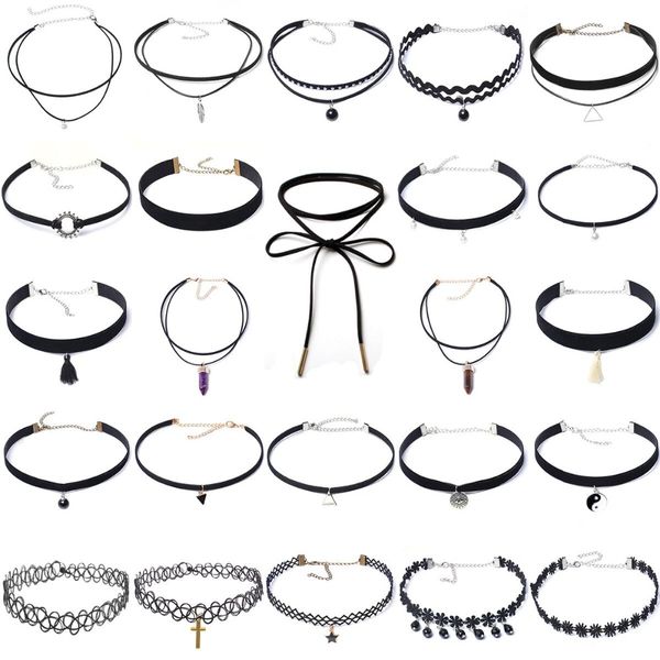 24 pcs fashion black velvet choker lace necklace set tattoo collar pendant tassels for charm women chokers necklace, Golden;silver
24 pcs fashion black velvet choker lace necklace set tattoo collar pendant tassels for charm women chokers necklace, Golden;silver