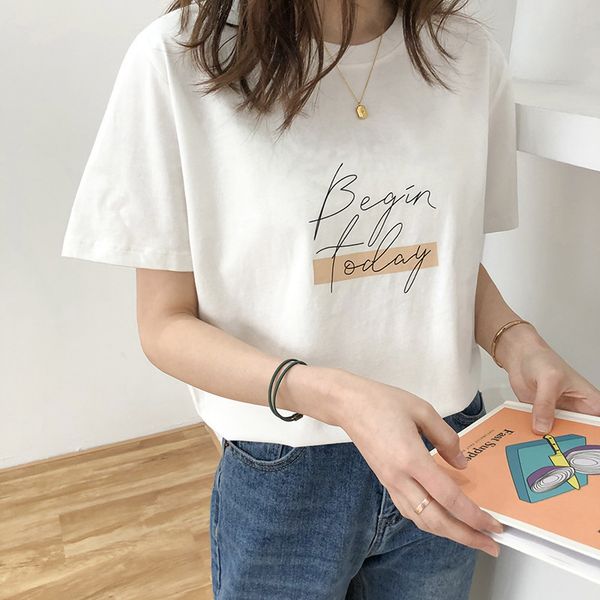 letter women t-shirt o neck short sleeve loose casual pure cotton 2020 girls spring thick pullovers femme fashion clothings, White
letter women t-shirt o neck short sleeve loose casual pure cotton 2020 girls spring thick pullovers femme fashion clothings, White