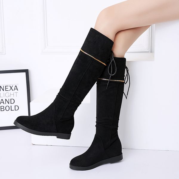 pqecfs big size 30-43 winter fasion women solid lace-up square heel low heels knee-high riding boots 2 colors, Black
pqecfs big size 30-43 winter fasion women solid lace-up square heel low heels knee-high riding boots 2 colors, Black
