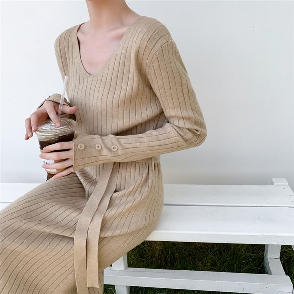 genayooa 2019 v neck long sweater women soft chic pullover knitting long sleeve dress woman with belt elegant lady mid dresses, Black;gray
genayooa 2019 v neck long sweater women soft chic pullover knitting long sleeve dress woman with belt elegant lady mid dresses, Black;gray