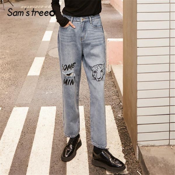 sam's tree blue solid tiger print ripped washed jeans women 2020 spring new letter high waist casual ladies daily trousers
sam's tree blue solid tiger print ripped washed jeans women 2020 spring new letter high waist casual ladies daily trousers
