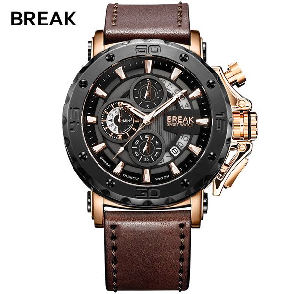 break mens watches waterproof sport wrist watch chronograph quartz genuine leather relogio masculino, Slivery;brown
break mens watches waterproof sport wrist watch chronograph quartz genuine leather relogio masculino, Slivery;brown