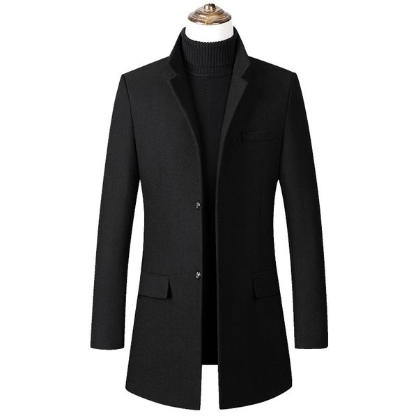 men winter wool coat men's autumn solid color simple wool blends woolen pea coat male trench overcoat, Black
men winter wool coat men's autumn solid color simple wool blends woolen pea coat male trench overcoat, Black