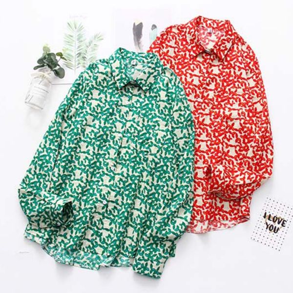 women vintage floral print chiffon shirt loose single-breasted cotton long sleeve turn-down collar summer beach blouse women, White
women vintage floral print chiffon shirt loose single-breasted cotton long sleeve turn-down collar summer beach blouse women, White