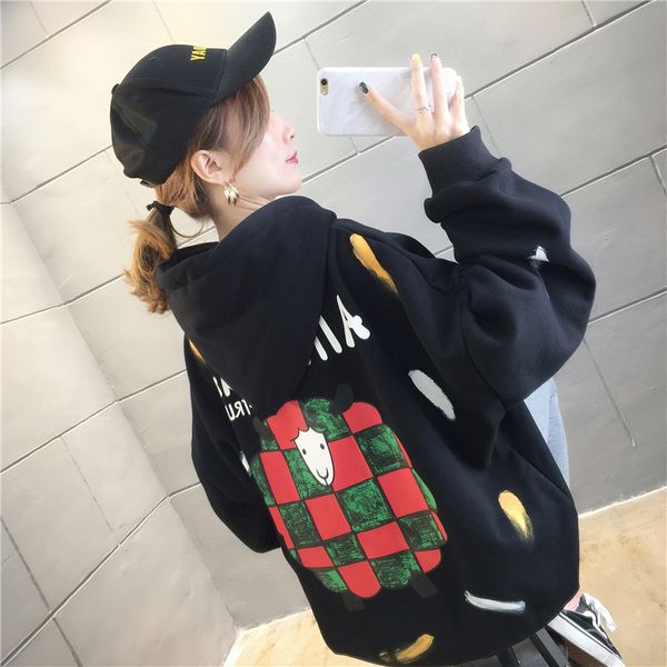 kawaii cartoon sheep fleece sleeve oversized hoodie women autumn winter plush thickened loose sweatshirt treetwear coat, Black
kawaii cartoon sheep fleece sleeve oversized hoodie women autumn winter plush thickened loose sweatshirt treetwear coat, Black