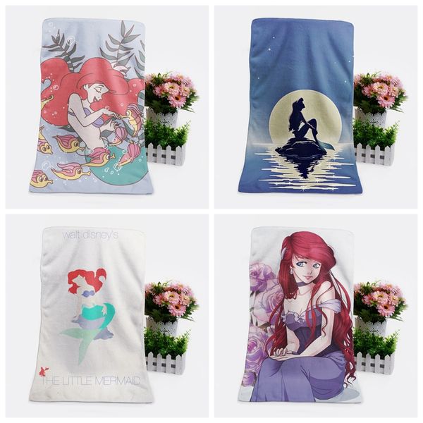 

ivyye 1pcs mermaid fashion customized anime bath towels handkerchief soft face towel cartoon washcloth new