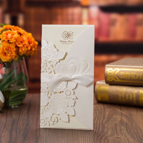 50pcs white laser cut wedding invitations card rose heart greeting card customize envelopes with ribbon wedding party decoration
50pcs white laser cut wedding invitations card rose heart greeting card customize envelopes with ribbon wedding party decoration